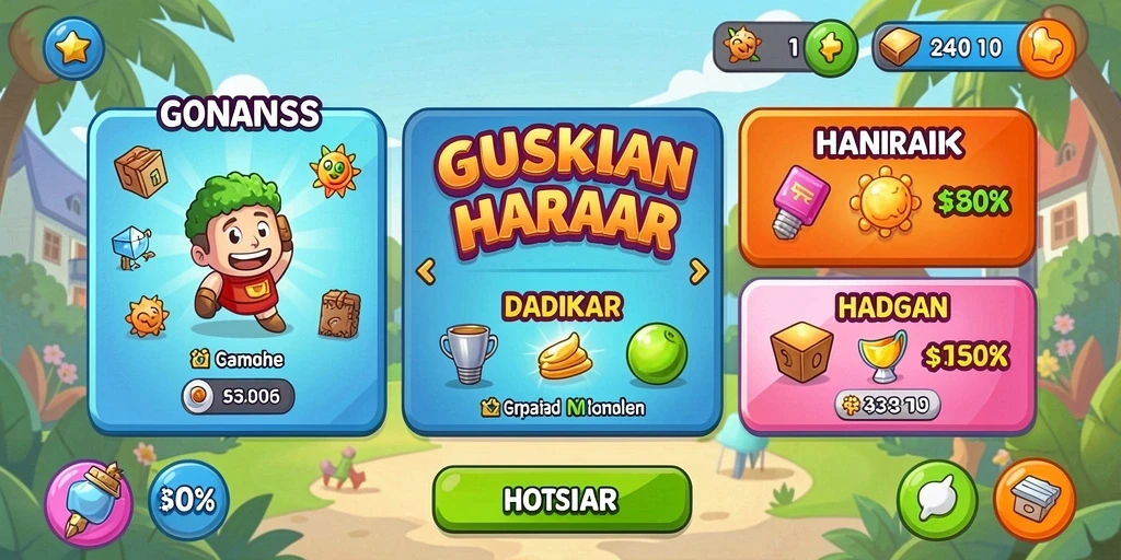 Tampilan awal game dengan karakter utama yang beraksi.