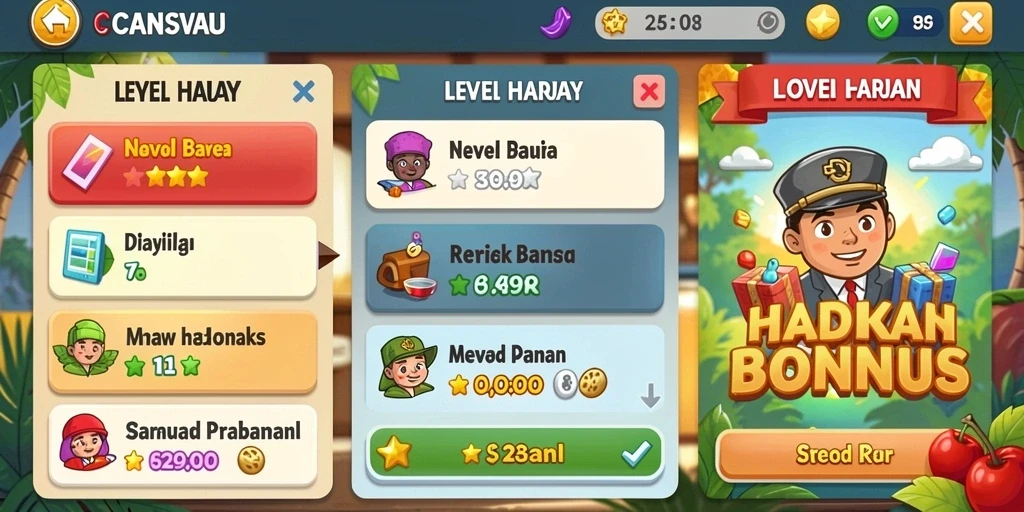 Tampilan level pertama yang menarik dan penuh warna.
